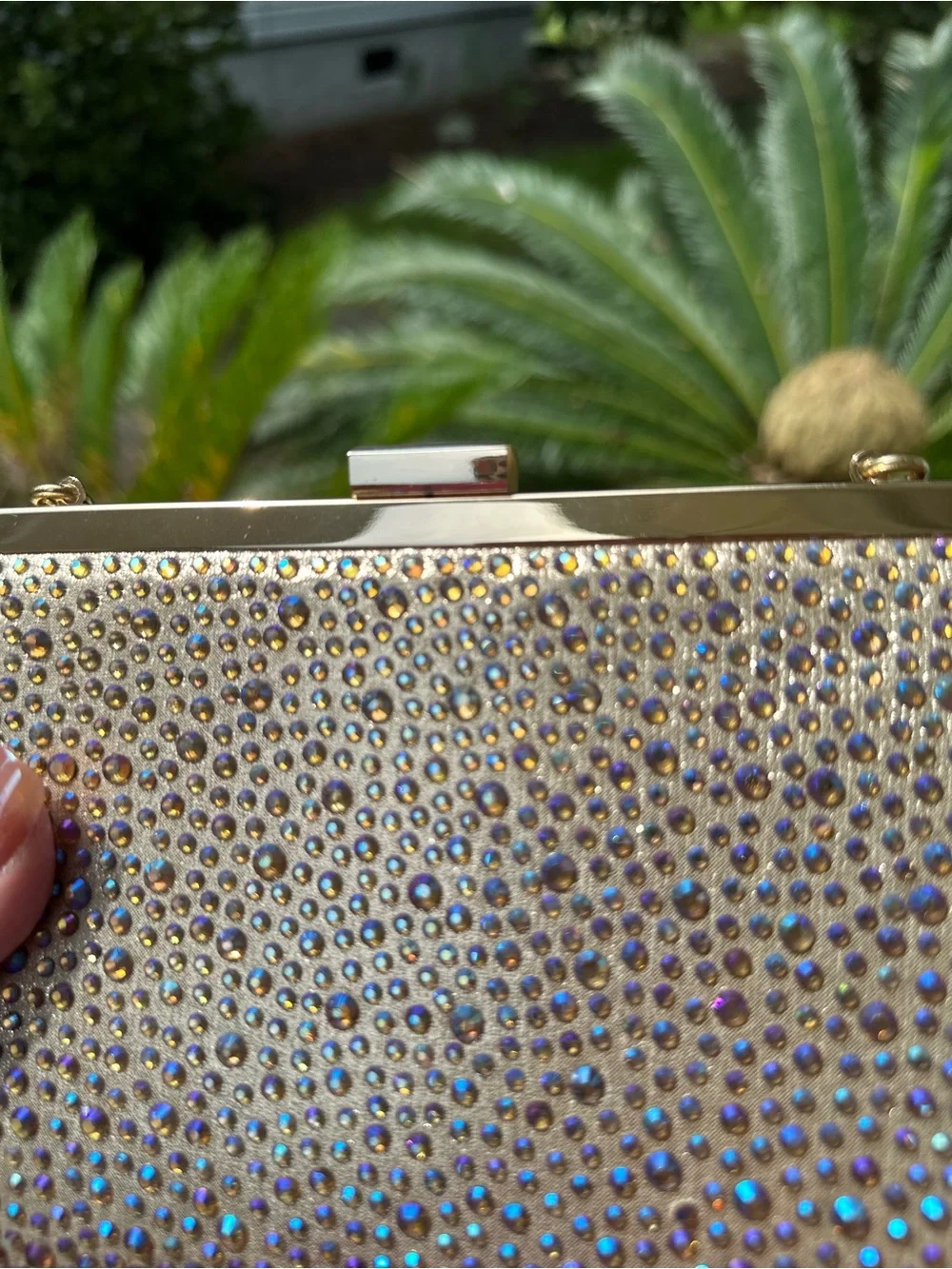 Crystal Embellished Gold Evening Clutch